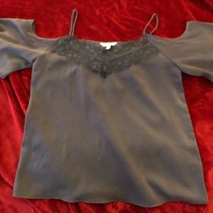 Navy light weight scoop shoulder blouse